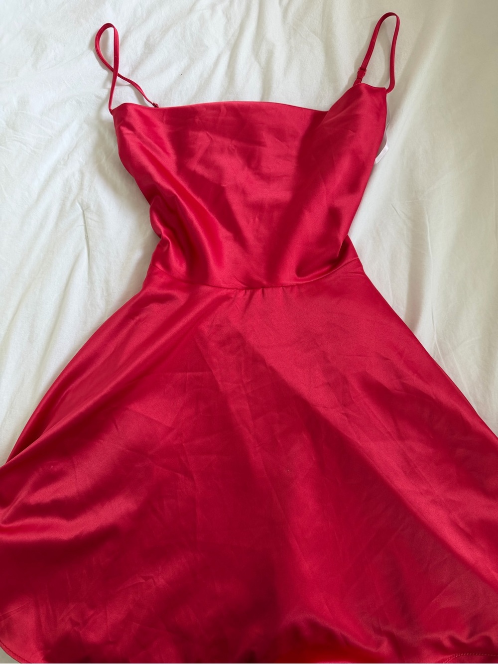 Macy's Red Satin A-Line Slip Dress with Spaghetti Straps